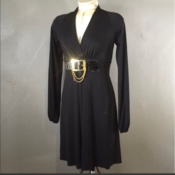 Candie’s black long sleeve faux belt dress - Picture 1 of 3